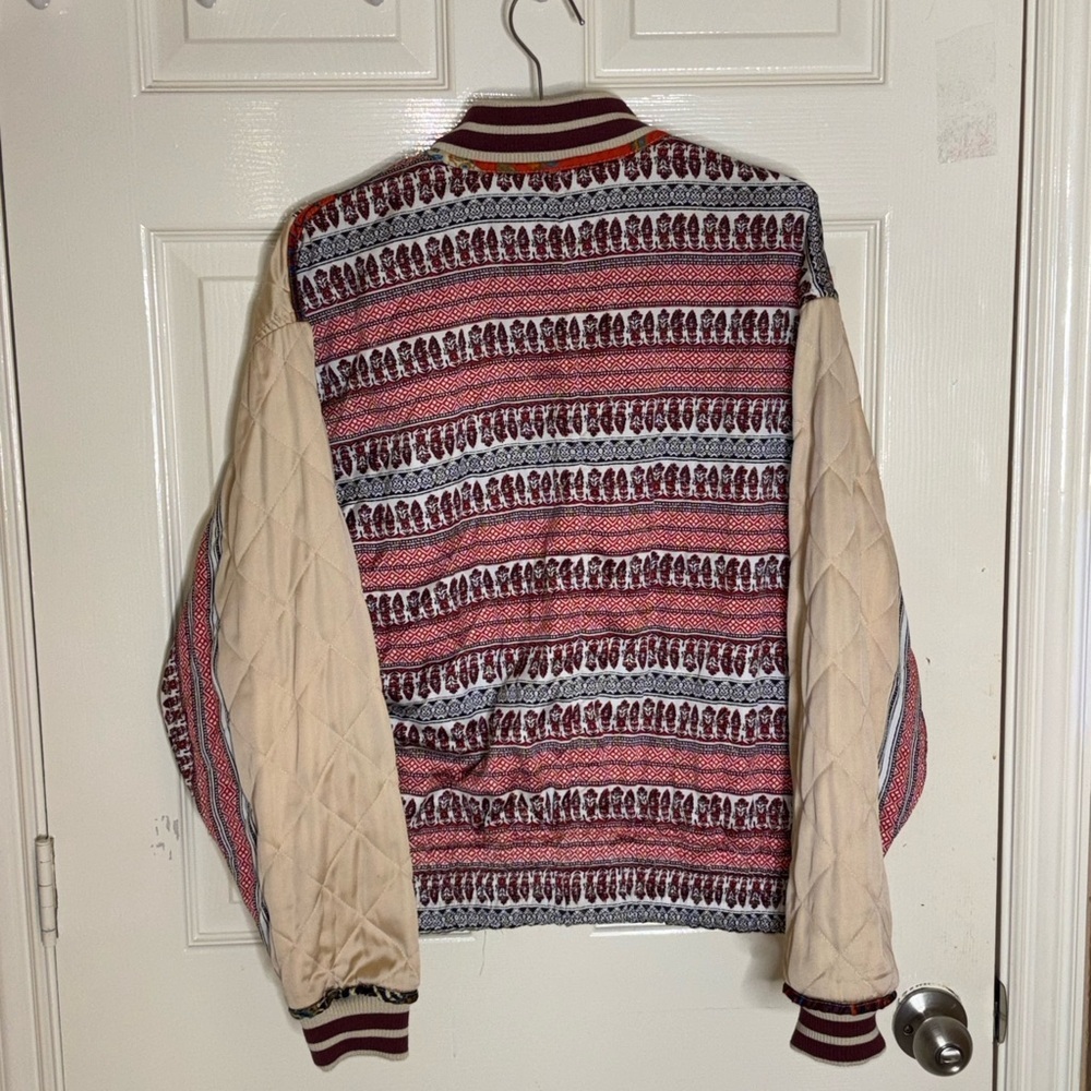 Free People Pandora Bomber Patchwork Jacket Reversible Zip Up XS $248​ - Picture 10 of 13